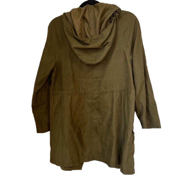 Hiking Rain Jacket Moss Green Attached Hood Coat Size Small Cinch Waist - Picture 3 of 16